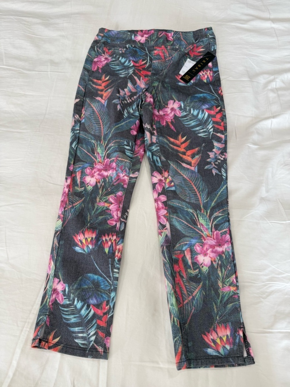 Tribal Pink & Black Tropical Print Wide Leg Pants